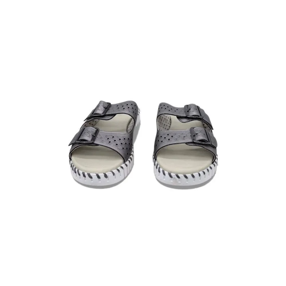 ILSE JACOBSEN Tulip 1176ML Sandal Gunmetal Size 39 EU Lightweight Slip On